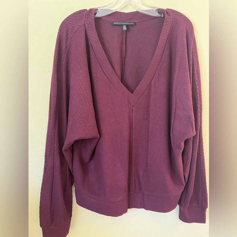 White House Black Market Weekend Cozy Knit Pullover in Cabernet size XL